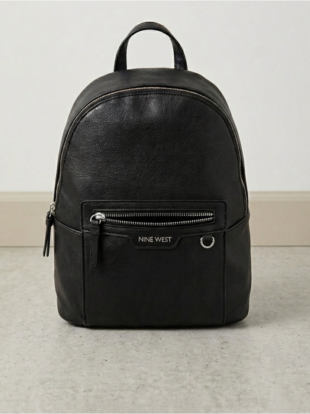 Nine West Black Mini Backpack with Front Zip Pocket